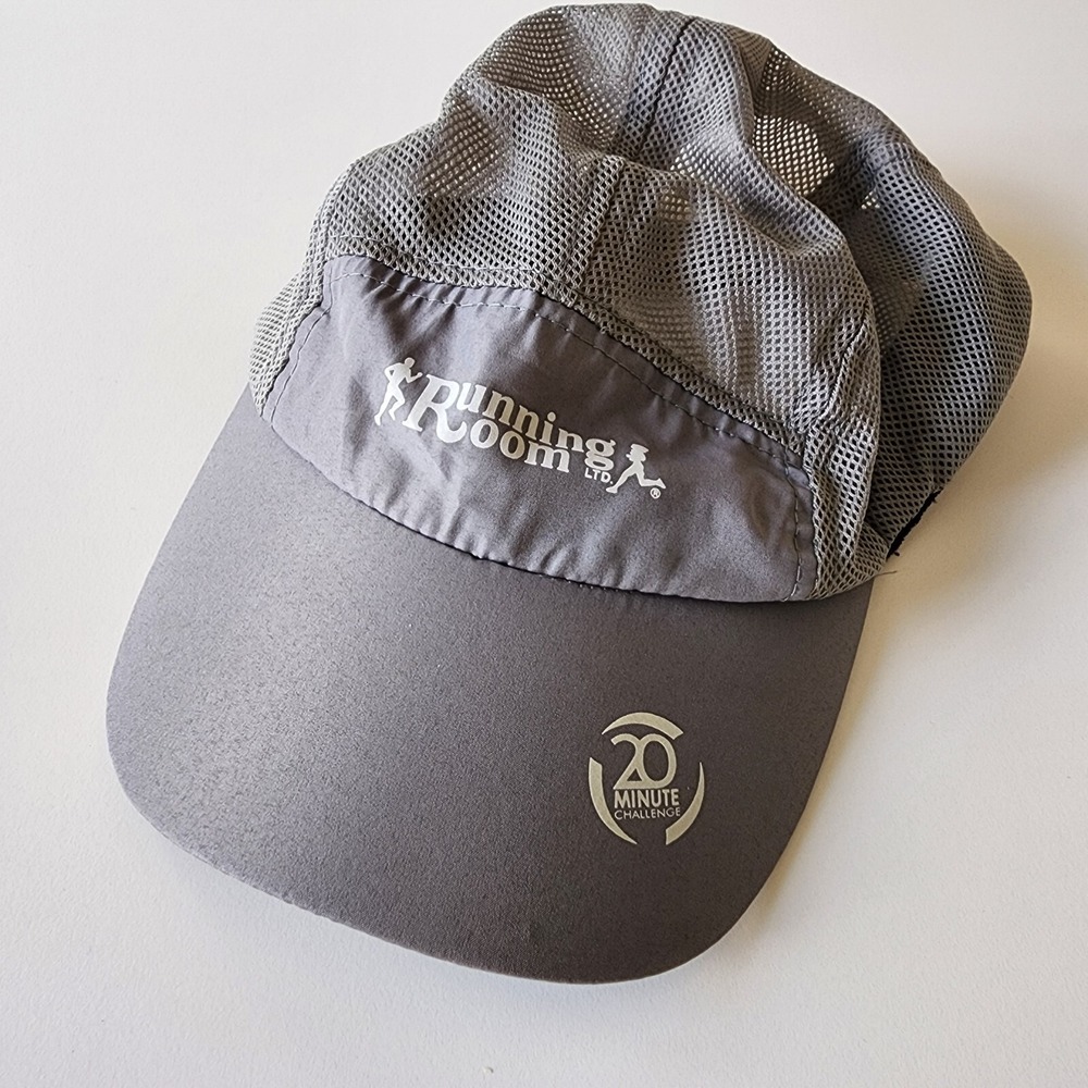 RUNNING ROOM Mesh Baseball Cap Gray Sports Adjustable 5 Panel Hat Athleisure Run